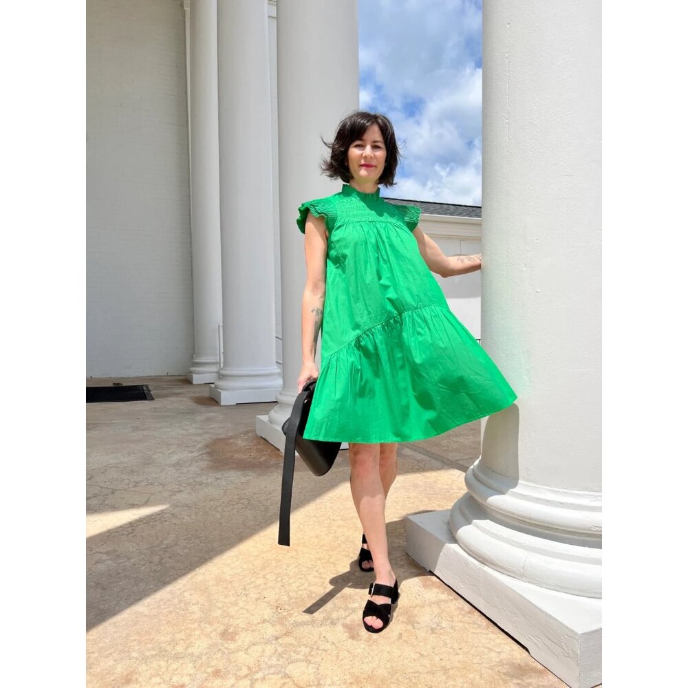 Love the Label kelly green Poppy smocked mini dress